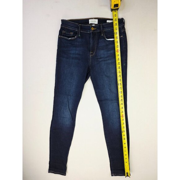 Frame 29X31 Womens Le Skinny De Jeanne Augusta Blue Denim Embroidered Logo Jeans - Picture 9 of 14